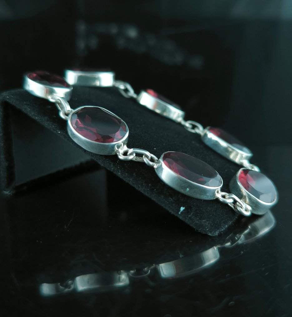 Γρανάτης - Ασημί - Βραχιόλι - Ασήμι 925 #1.0