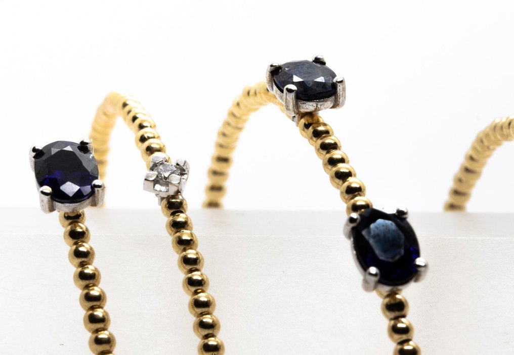 Armband - 18 karaat Witgoud, Geel goud - 5.06ct. tw. Diamant (Natuurlijk) - Saffier #2.1