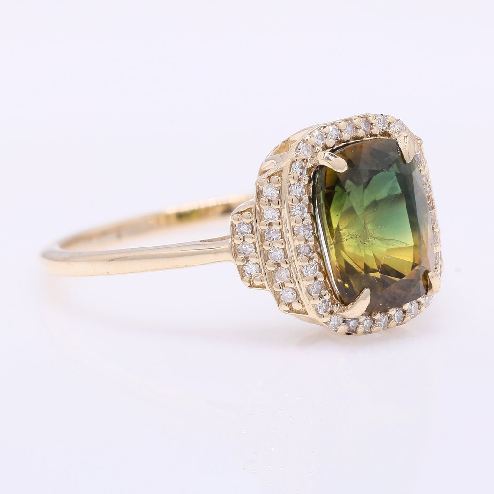 Nincs minimálár - Gyűrű - 14 kt. Sárga arany - 2.81ct. tw. Zafír - Gyémánt #1.0