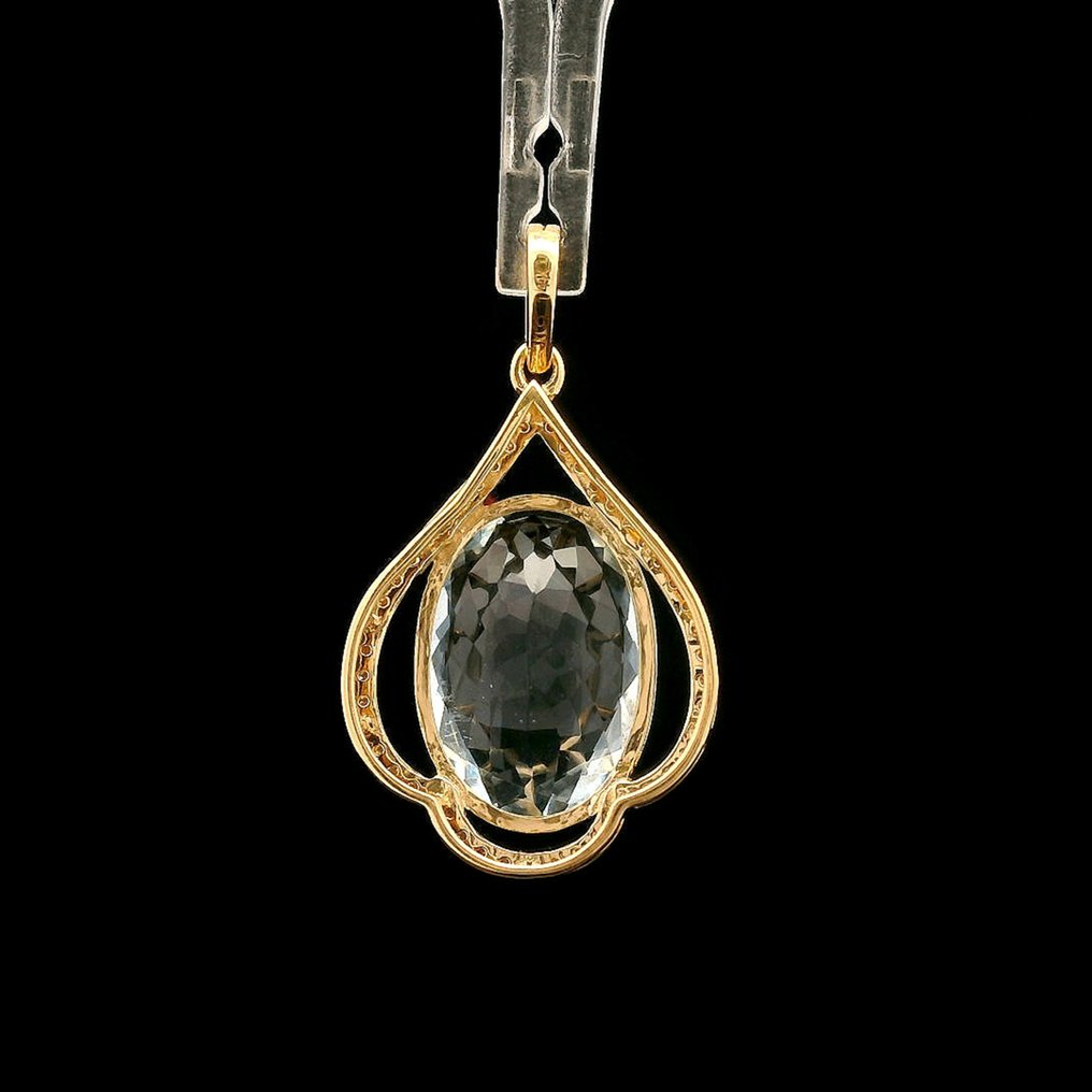 Nincs minimálár - Függő - 14 kt. Sárga arany - 4.61ct. tw. Akvamarin - Gyémánt #4.3