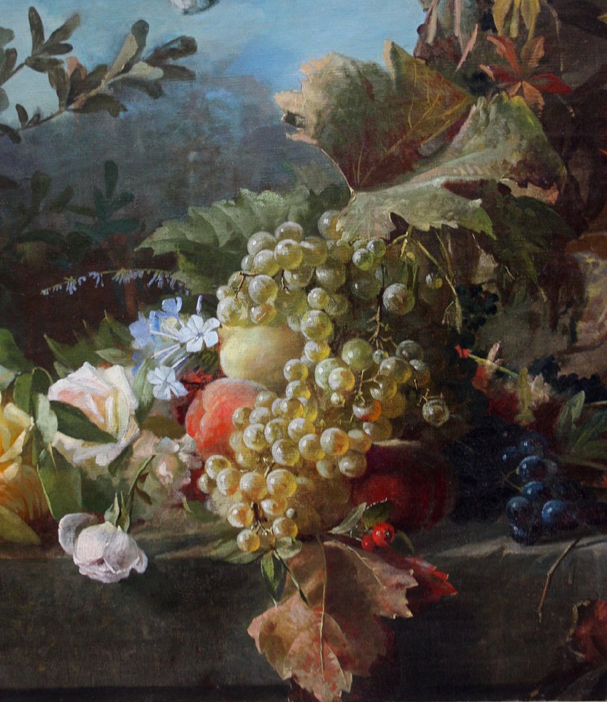 Clara Krüger von Sivers (1854-1924) - Great still life with flowers, fruits, butterflies and birds #4.3