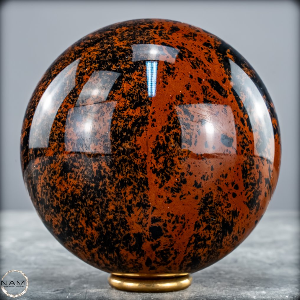 Πολύ σπάνιο μαόνι-οψιδιανός Σφαίρα, από το Μεξικό- 763.16 g #3.2