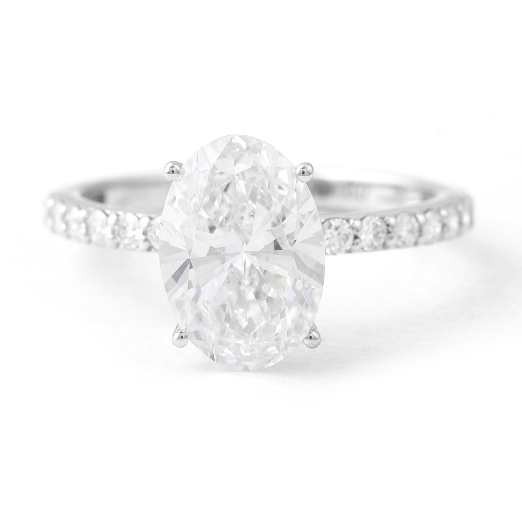 No reserve price - Ring - 14 kt. White gold - 2.87ct. tw. Diamond (Lab-grown) - Diamond #1.0