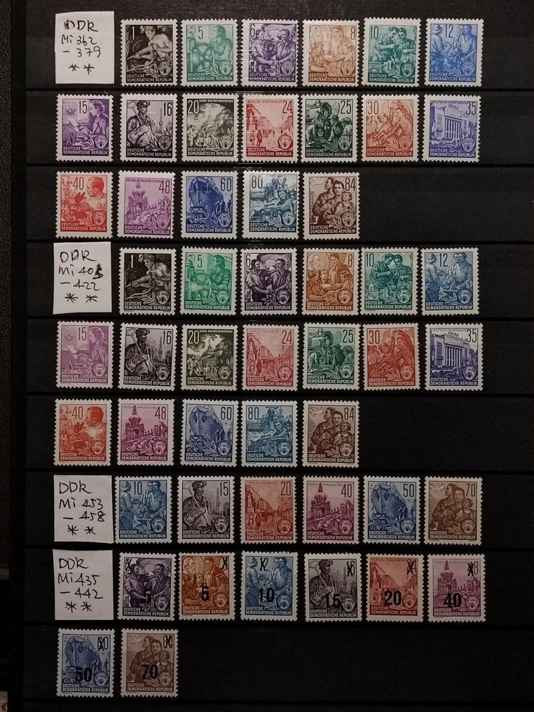 Germania 1953/1954 - Planul de cinci ani DDR probleme MNH - Mi 362/379,405/422, 453/458, 435/442 #1.0