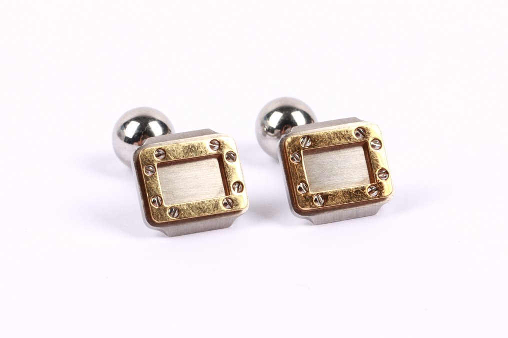 Zonder minimumprijs - Cartier - Manchetknopen - 18 karaat Geel goud, Zilver #1.0