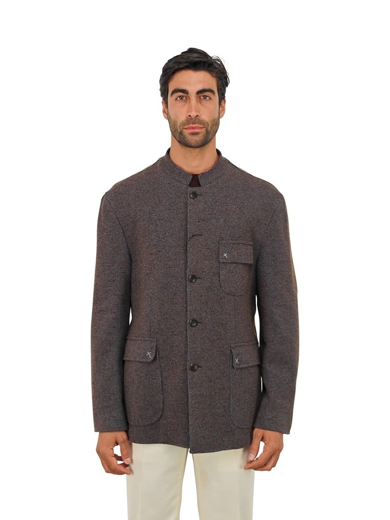 RUBINACCI NAPOLI RRP 1940€ Brown Sahariana Guru Jacket Wool / Cotton - 54 IT - Bleiseri - Uudet lapulliset #1.0
