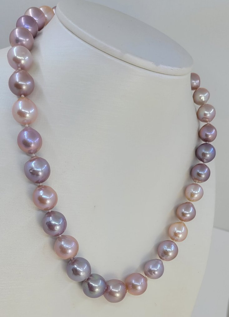 Ei pohjahintaa - Kaulakoru 10x13mm Multi Edison Pearls, Hopea #1.0