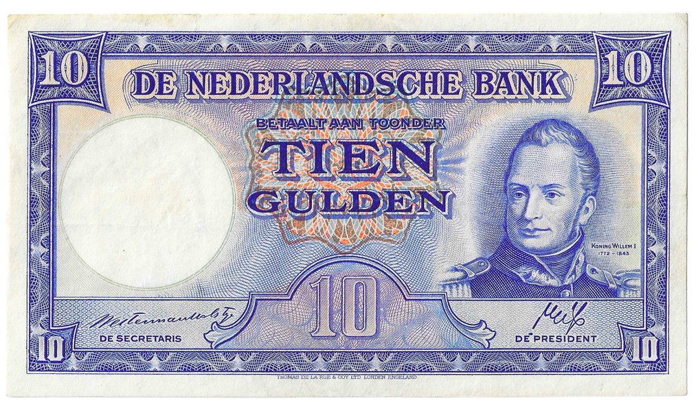 Hollandia. 10 Gulden 1945 - Koning Willem I / UNC - (Nincs minimálár) #1.0
