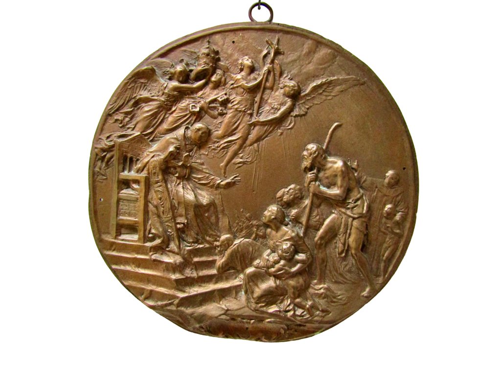 Bassorilievo religioso in bronzo - 27 cm - 1,4 kg - Antico - Bronzo - 1750-1800 #1.0