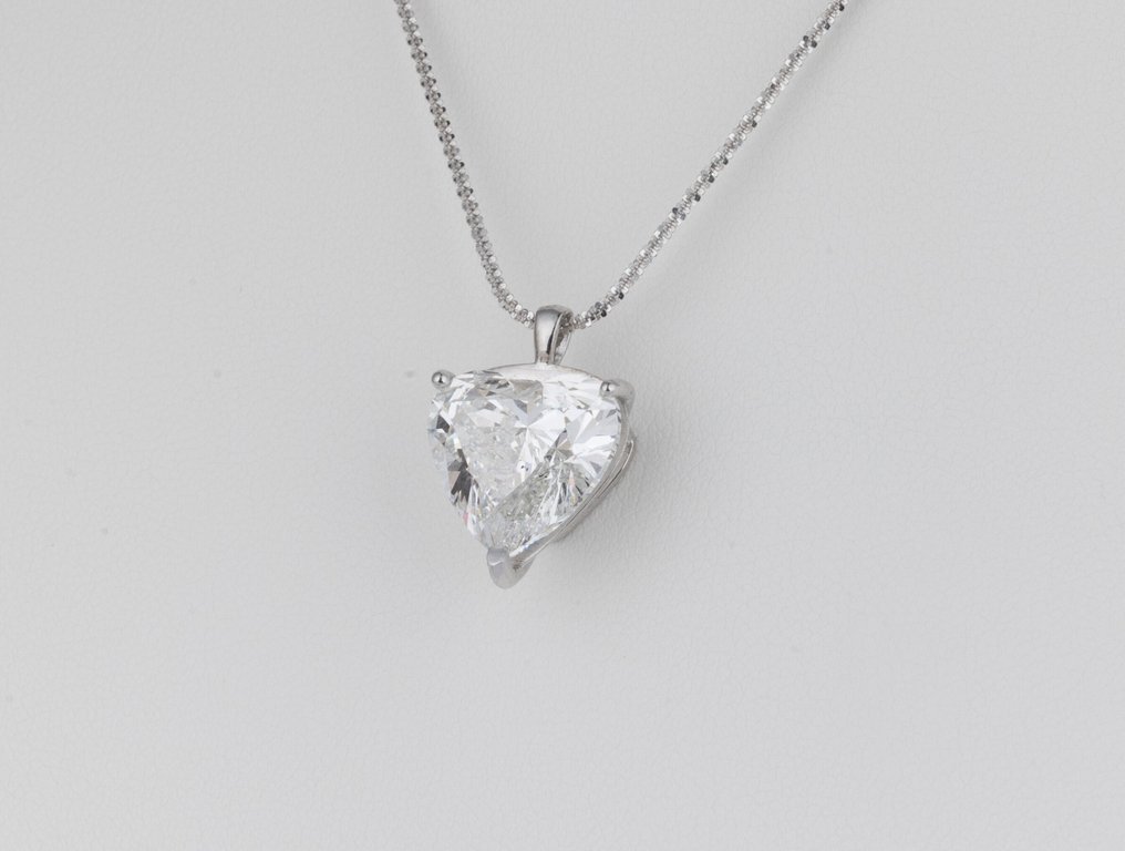Ketting - 14 karaat Witgoud -  8.00ct. tw. Diamant (Lab-grown) - Hart F-VVS2 #1.0