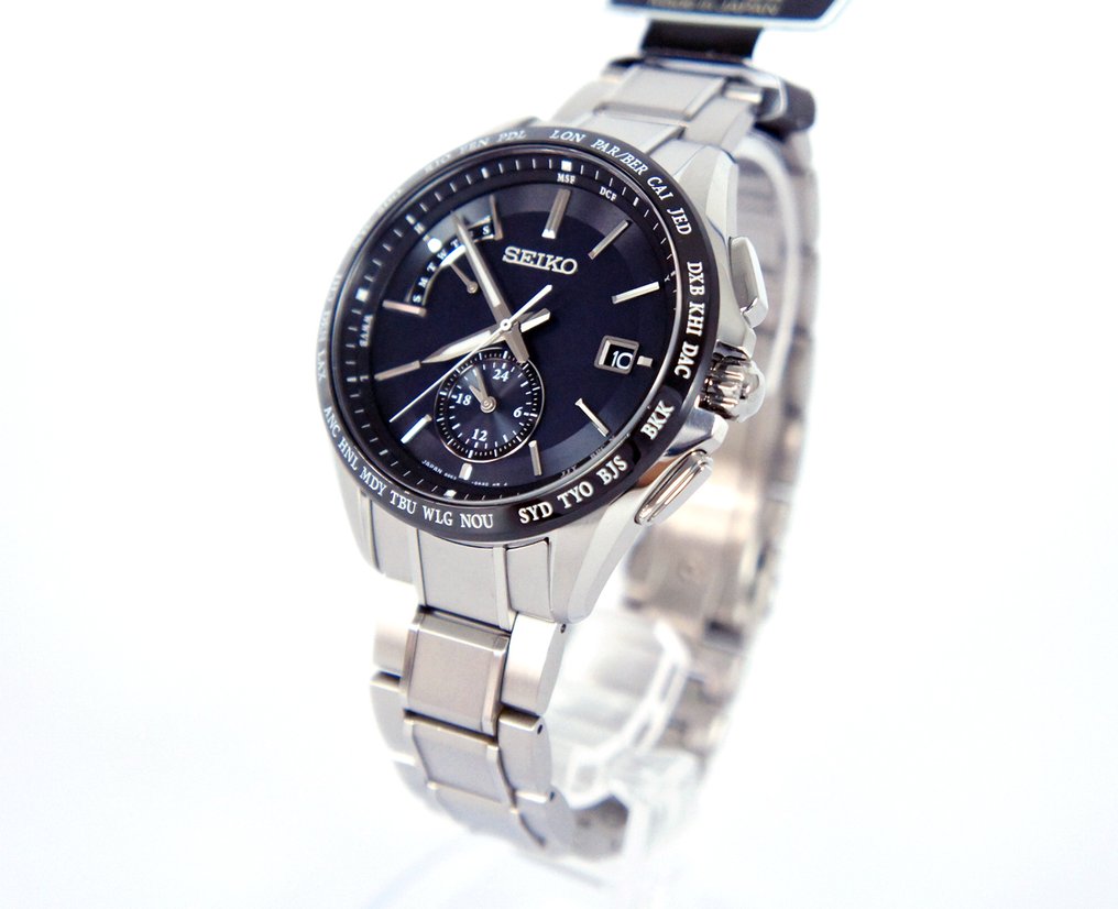 Seiko - Brightz Radio-Controlled Solar Watch – Men's Titanium, World Time, Date Display - Fără preț de rezervă - 8B63-0AA0 / 790899 - Bărbați - 2020+ #3.2