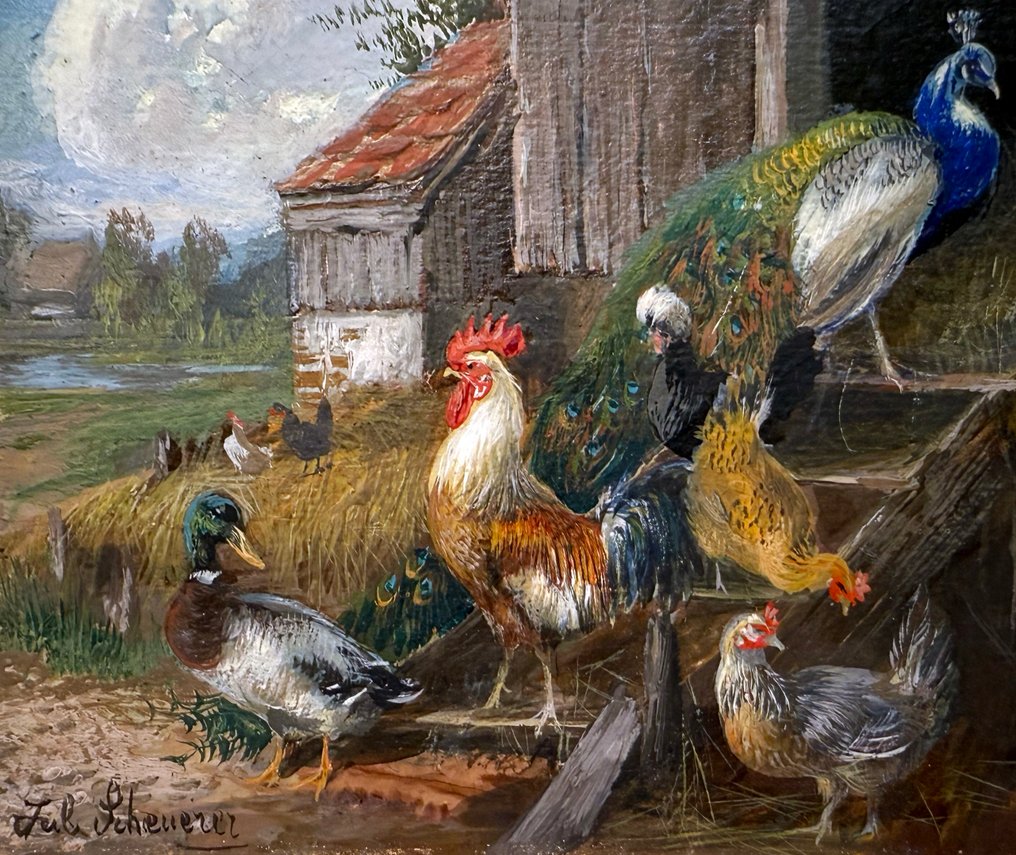 Julius Scheuerer (1859-1913) - La Basse Cour - NO RESERVE #4.3