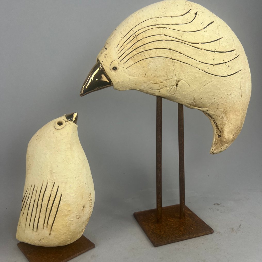 Ewa Budzowska - No reserve- 2 big  birds - (with 24carat gold) #1.0