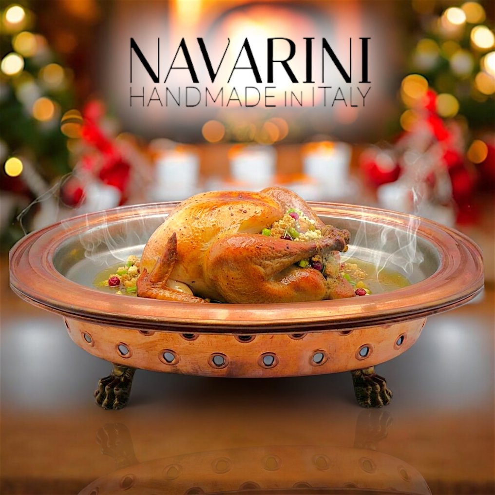 Bottega Navarini - 鍋 - 锤打铜手工制作餐盒，带升高底座 - 手工制作，缺货 - 1970年代 - 銅 #1.0