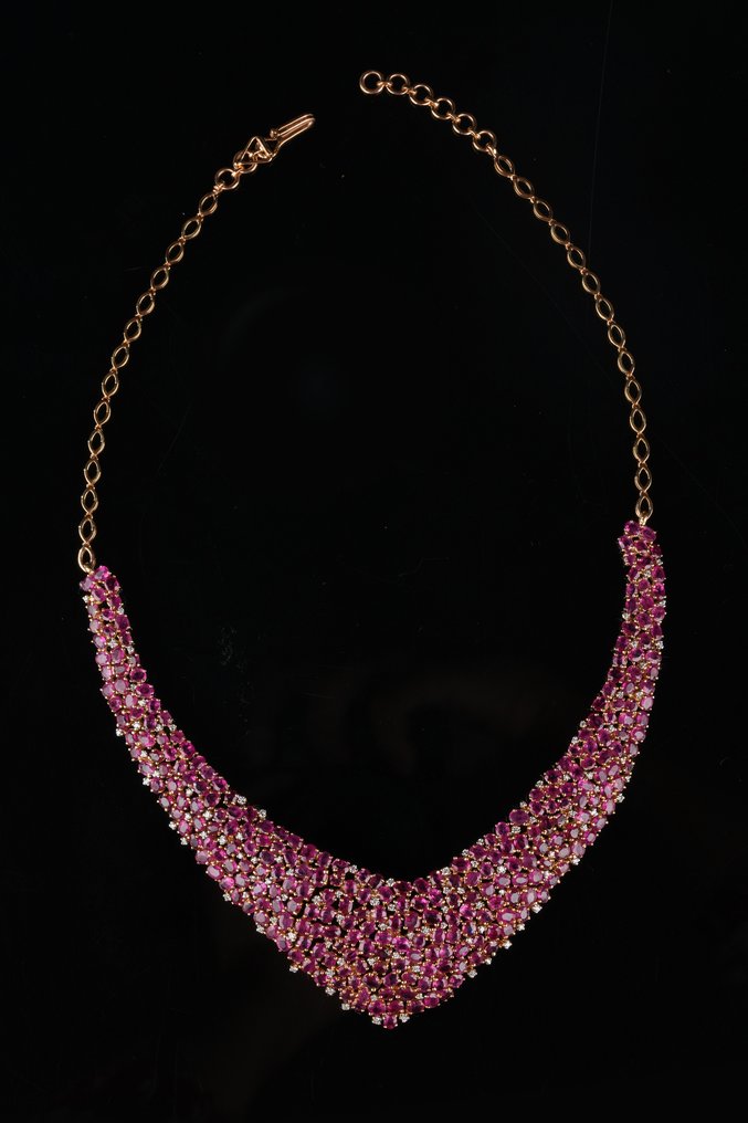 Kaulakoru - 18 kt. Keltakulta -  47.66ct. tw. Rubiini - Timantti #4.3