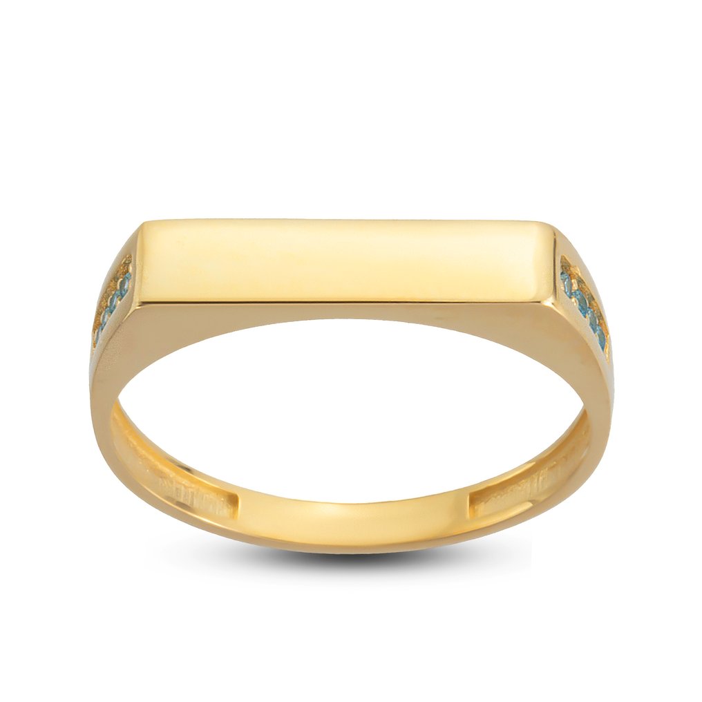 Sans prix de réserve - Bague - 14 carats Or jaune - 0.08ct. tw. Aigue-marine #2.1