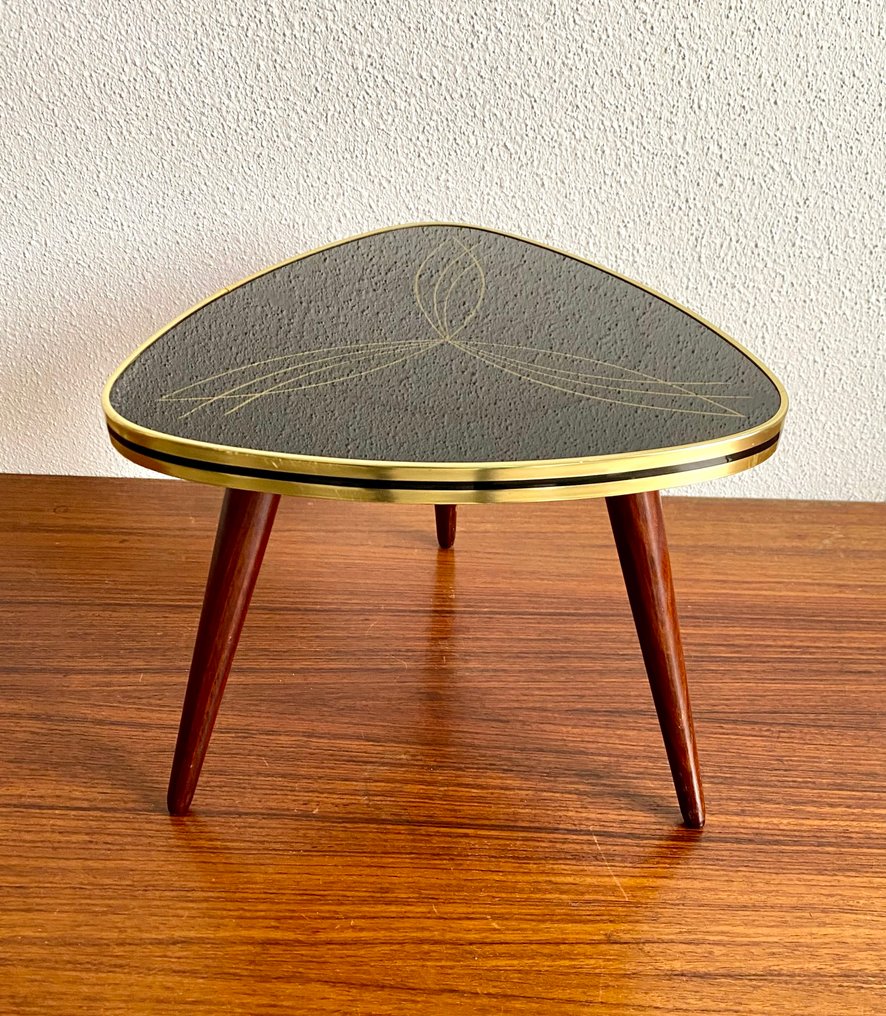 边桌 - 丝网印刷玻璃 - 60年代复古花盆架 #2.1