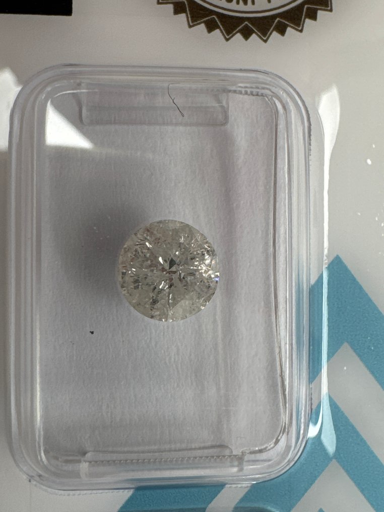 沒有保留價 - 1 pcs 鑽石 (天然) - 1.07 ct - 圓形 - I(極微黃、正面看為白色) - I2 - 國際寶石學院(International Gemological Institute (IGI)) #1.0