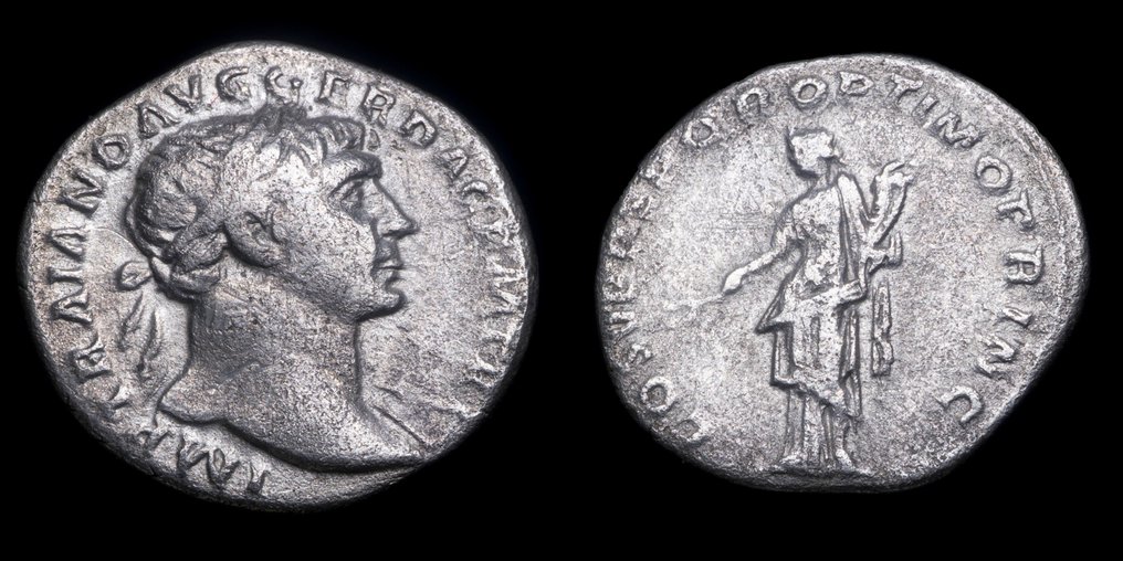 Impero romano. Traiano (98-117 d.C.). Denarius COS V P P S P Q R OPTIMO PRINC  (Senza prezzo di riserva) #1.0