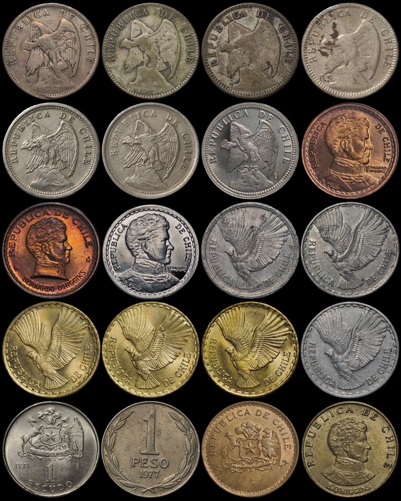 智利. Lot of 20 coins, including 4 silver.  (没有保留价) #1.0