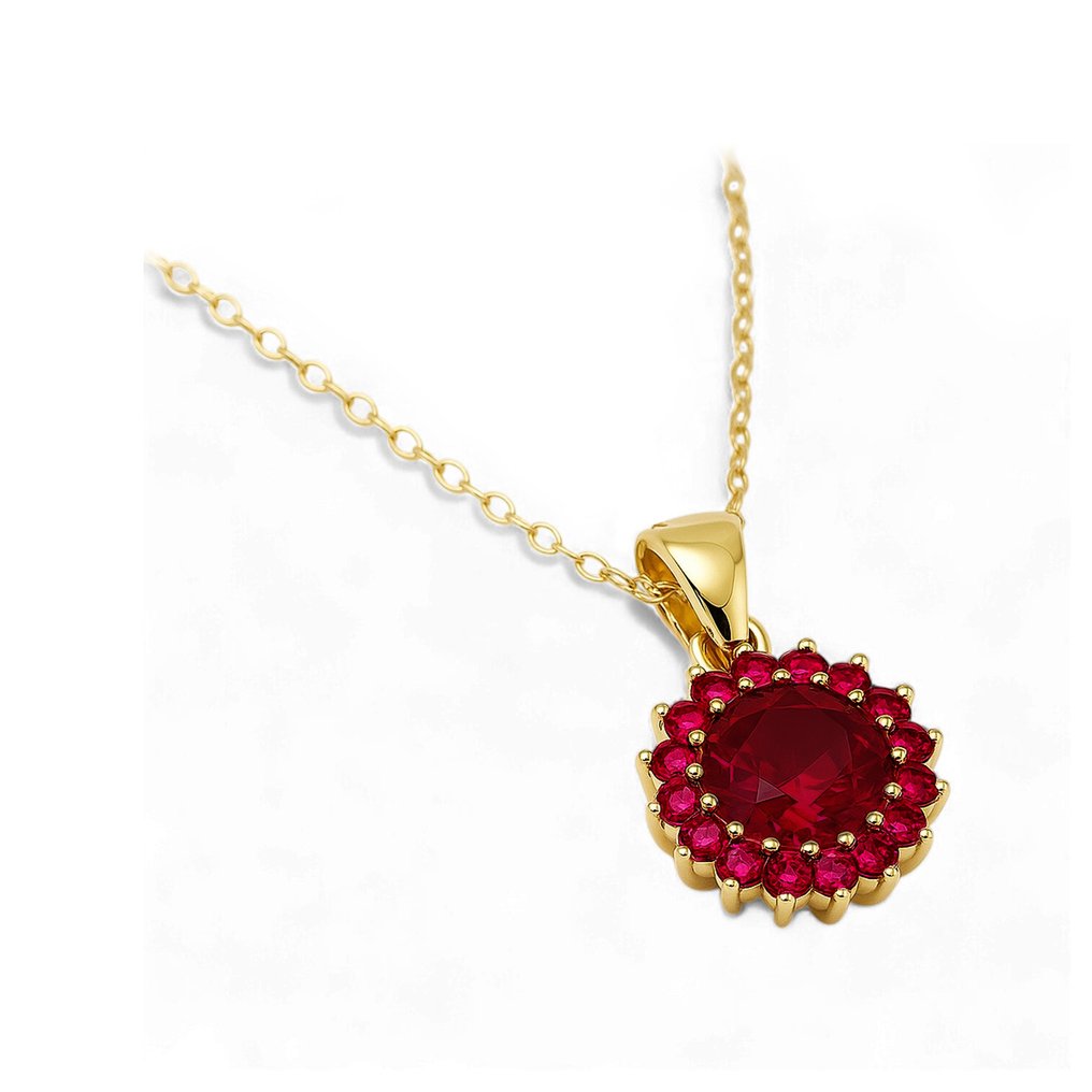 Sans prix de réserve - Collier - 14 carats Or jaune - 0.21ct. tw. Rhodolite #3.2