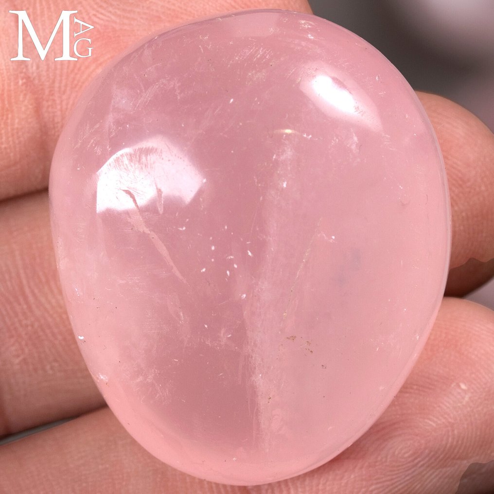 Set of Chevron Amethyst and Rose Quartz Palm Stones – Madagascar (9 pcs) - Altezza: 50 mm - Larghezza: 50 mm- 555 g #4.3