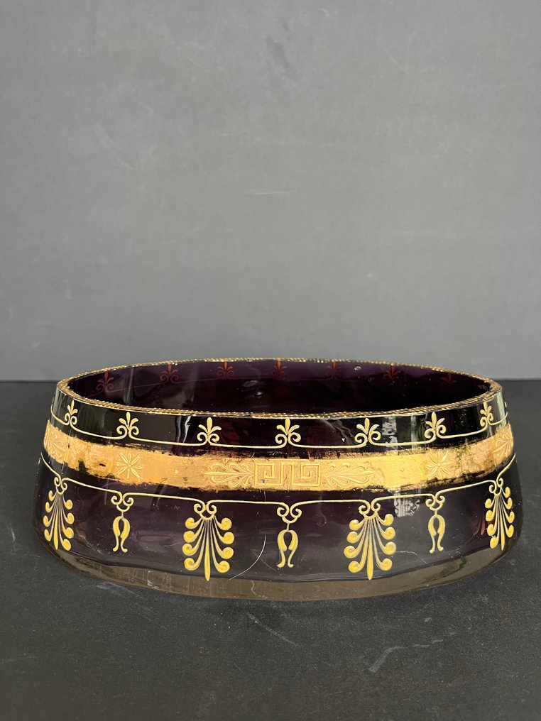 Moser Karlsbad (signé) - Centre table - Centerpiece or planter or bowl. - Crystal, Gold, Enamel - Bohemian crystal #2.1