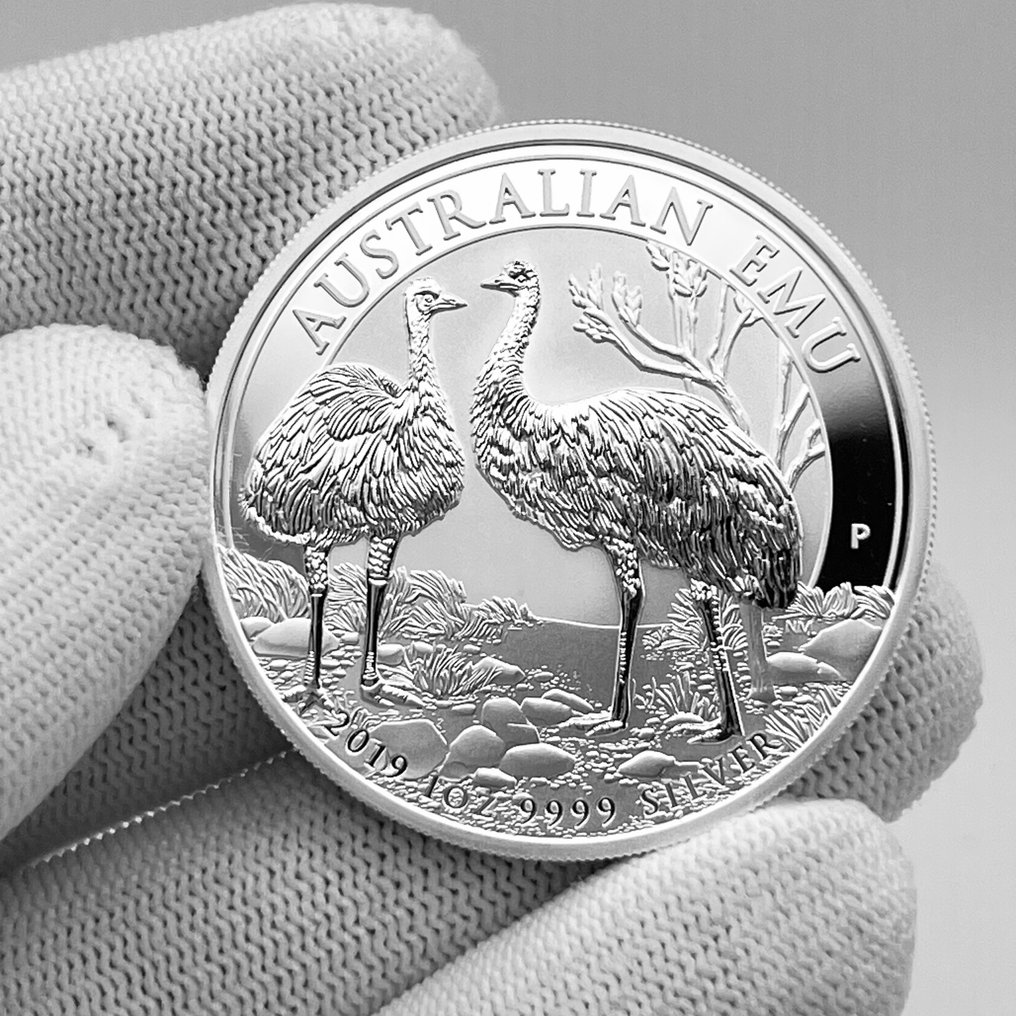 Austrália. 1 Dollar 2019 – Australian Emu – 1 oz Silver – Ag .9999 (Sem preço de reserva) #1.0