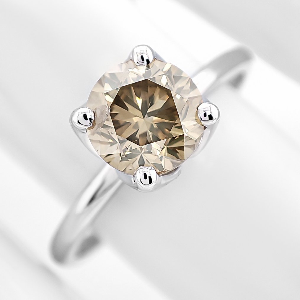 χωρίς τιμή ασφαλείας - Δαχτυλίδι - 14 καράτια Λευκός χρυσός - 1.24ct. tw. Διαμάντι (Φυσικού χρώματος) - Πιστοποιητικό IGI #2.1