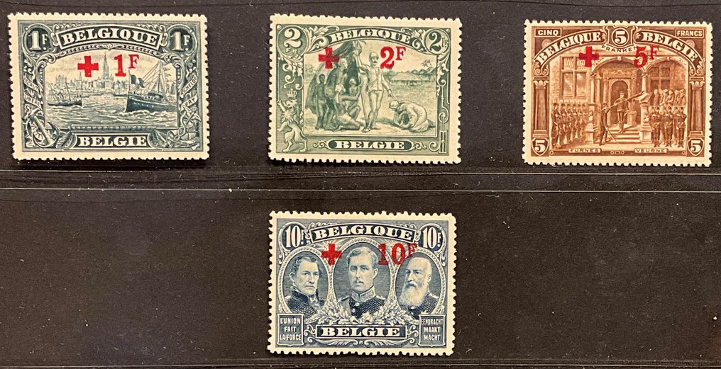 Belgio 1919 - Emissione Albert I e prospettive - Croce Rossa - Serie completa - POSTFRIS con centrature scelte - OBP 150/163 - Met Certificaat #3.2