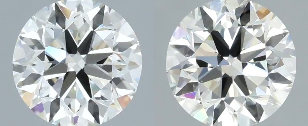 Ei pohjahintaa - 2 pcs Timantti  (Luonnollinen)  - 1.20 ct - Pyöreä - H - VVS2 - Kansainvälinen gemologinen instituutti (IGI) - Matching Pair VG EX #1.0