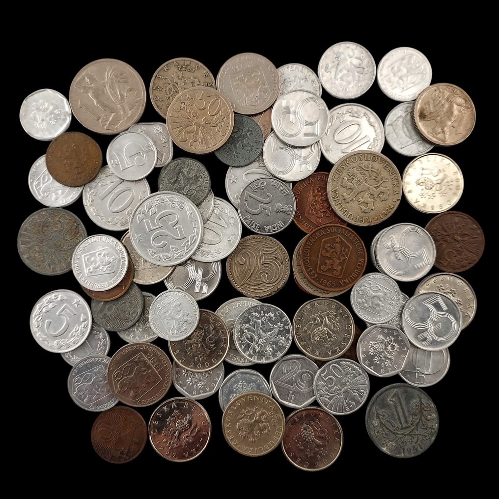 Tšekkoslovakia. Small Collection of 68 Coins (mixed lot, several dates, good for sellers) (Ei pohjahintaa) #1.0