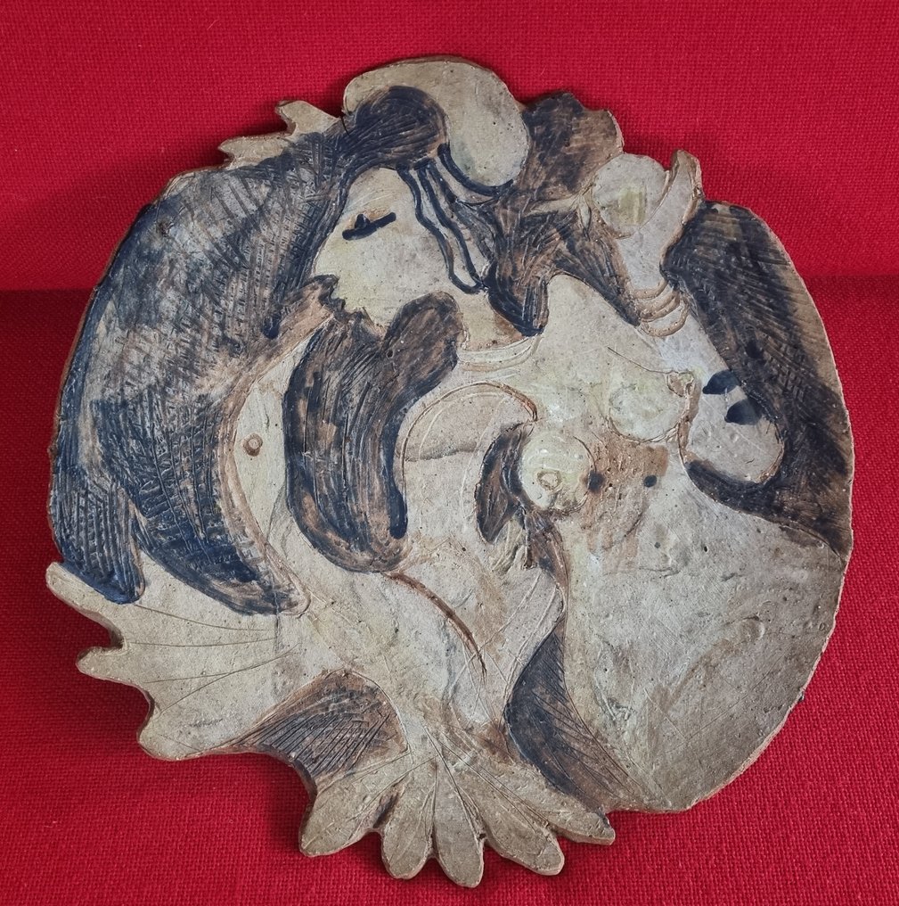 Rene Tosari (1948) - Πιατέλα - Μεγάλη διακοσμητική πιατέλα - Terracotta - Οργανικό και καλλιτεχνικό #4.3