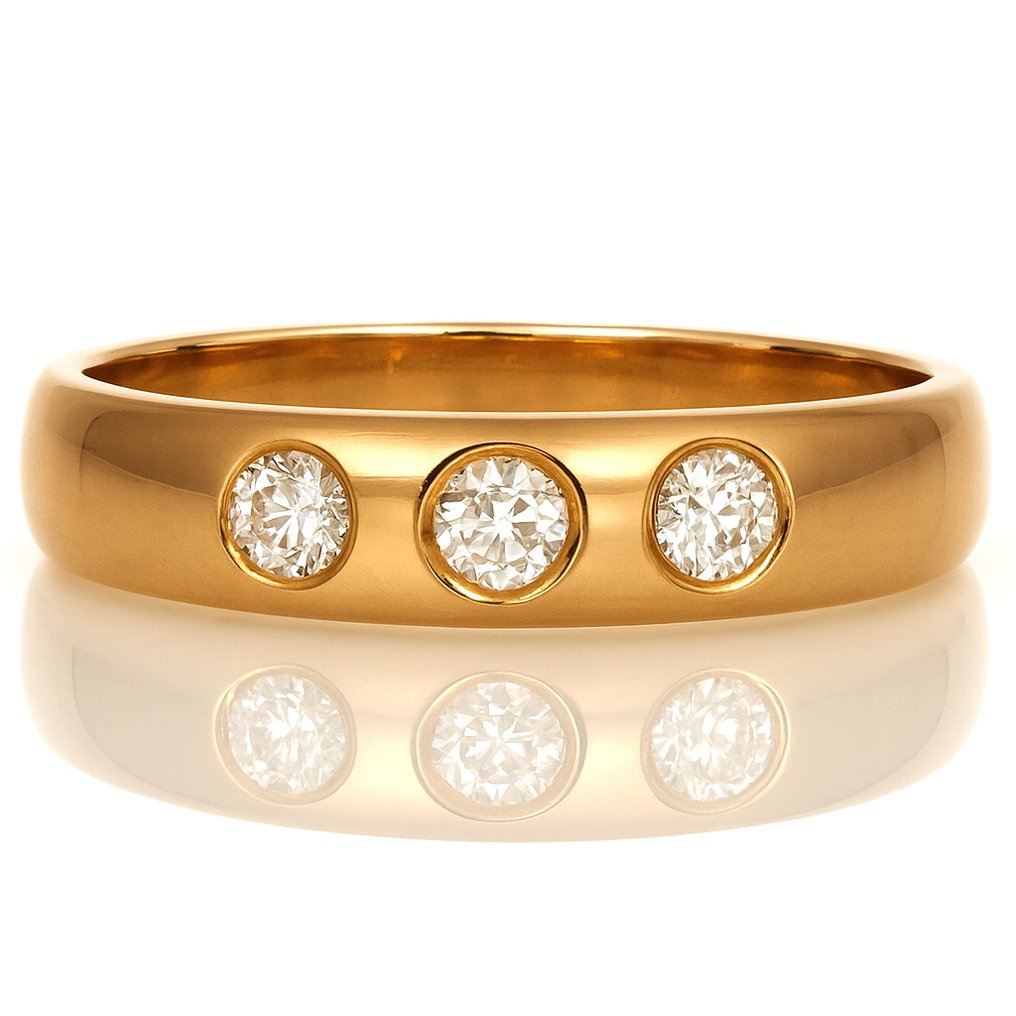 戒指 - 18 克拉 黃金 -  0.18ct. tw. 鉆石 (天然)  #1.0