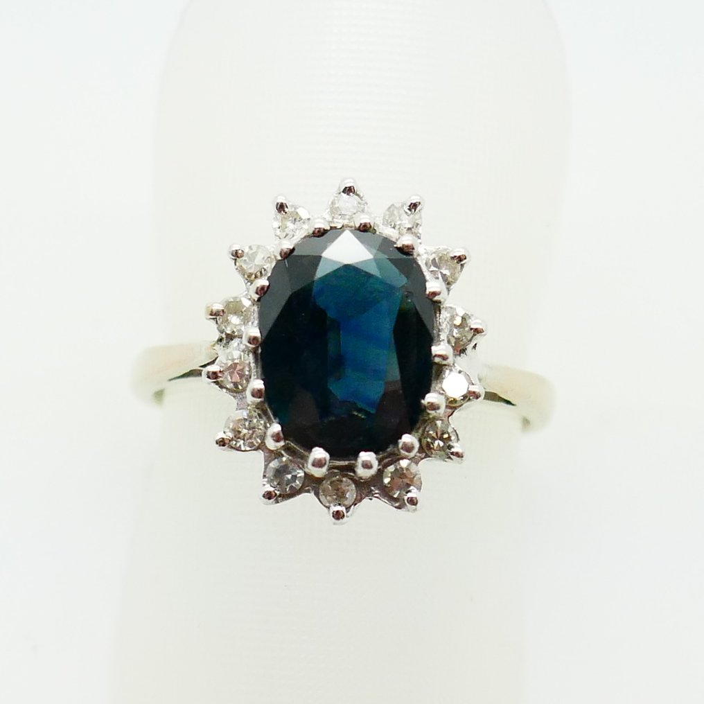 没有保留价 - 戒指 - 18K包金 白金 - 2.05ct. tw. 蓝宝石 - 钻石 #3.2