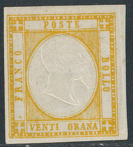 Anciens états italiens - Naples  - 20 g. jaune orange n° 23 bien margé (Sor.). #1.0