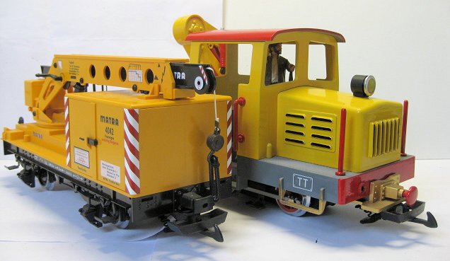 Märklin, LGB G - 4042 - Conjunto de comboios (2) - Locação de caminhão de serviço com guindaste e caminhão-guindaste Matra. #1.0
