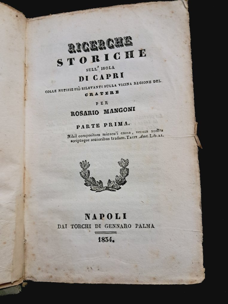 Rosario Mangoni - Ricerche storiche sull'isola di Capri - 1834 #1.0