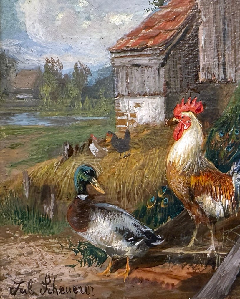 Julius Scheuerer (1859-1913) - La Basse Cour - NO RESERVE #3.2