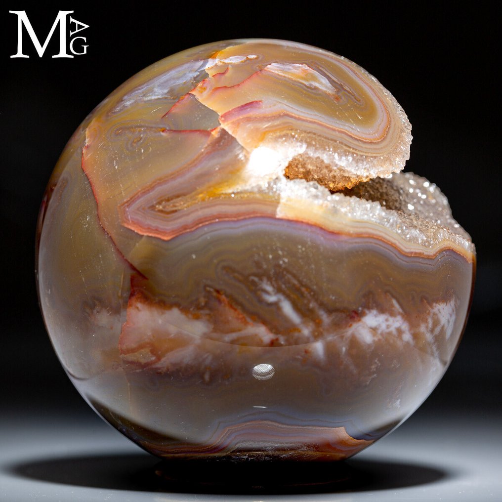 Botryoidal Galaxy Stone - Συλλογή Ειδικών Σφαιρών Σφαίρα με κοιλότητα βοτρουδαλ – φυσική δομή πλούσια σε λεπτομέρειες. - Ύψος: 77 mm - Πλάτος: 77 mm- 615 g #2.1