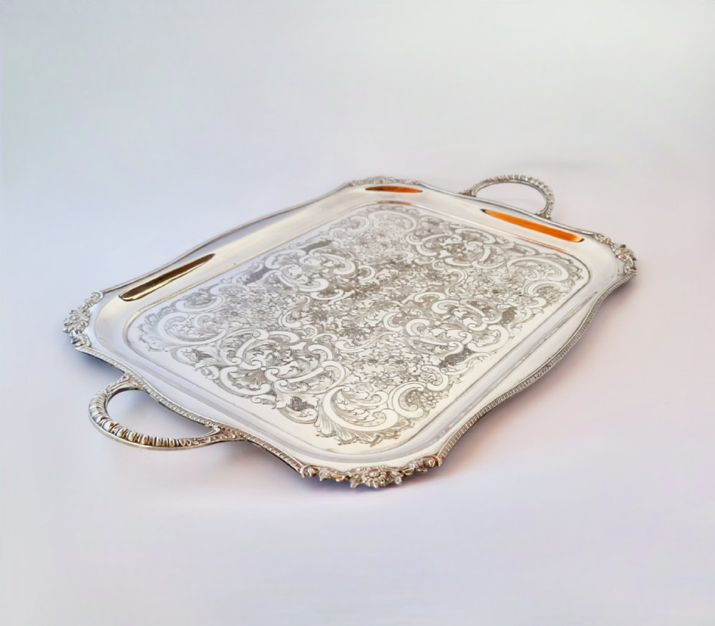 Serving tray - Beautiful 56 Cm Viners Of Sheffield Silver-Plated Serving Tray - Silverplated #1.0