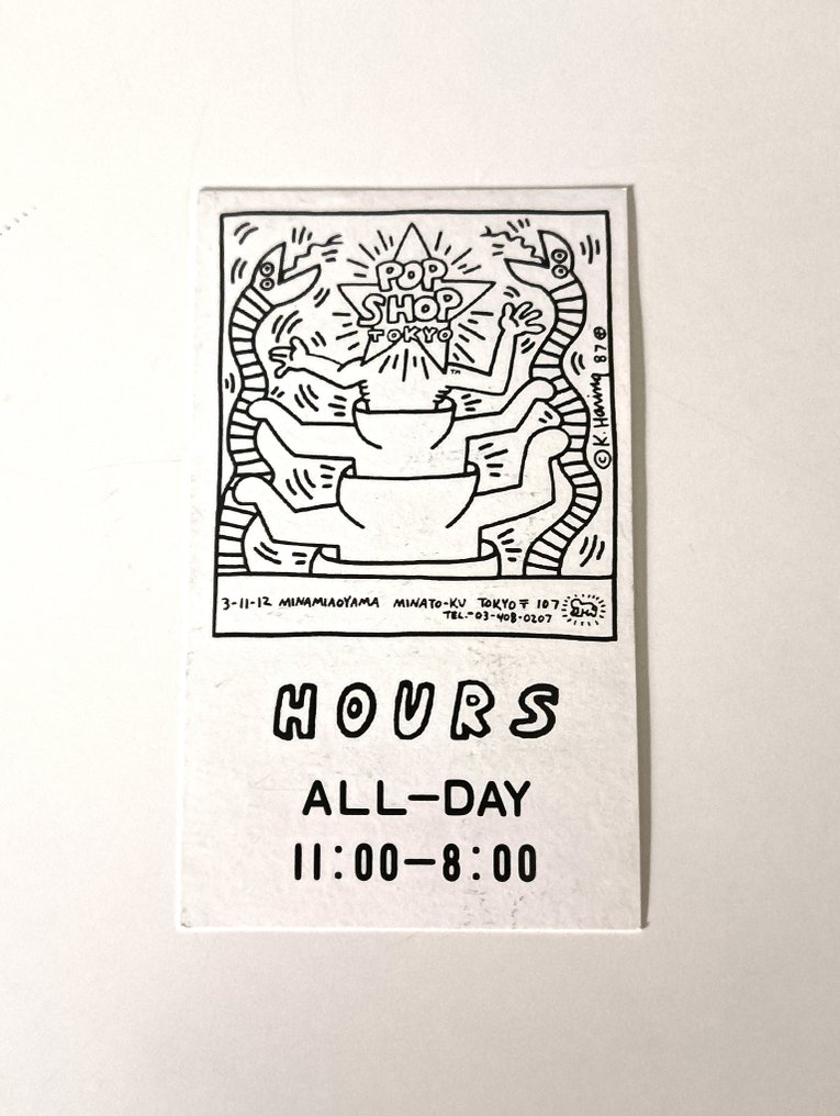 Keith Haring (1958-1990) - Pop Shop Tokyo - Signed Business Card - 1987 #2.1