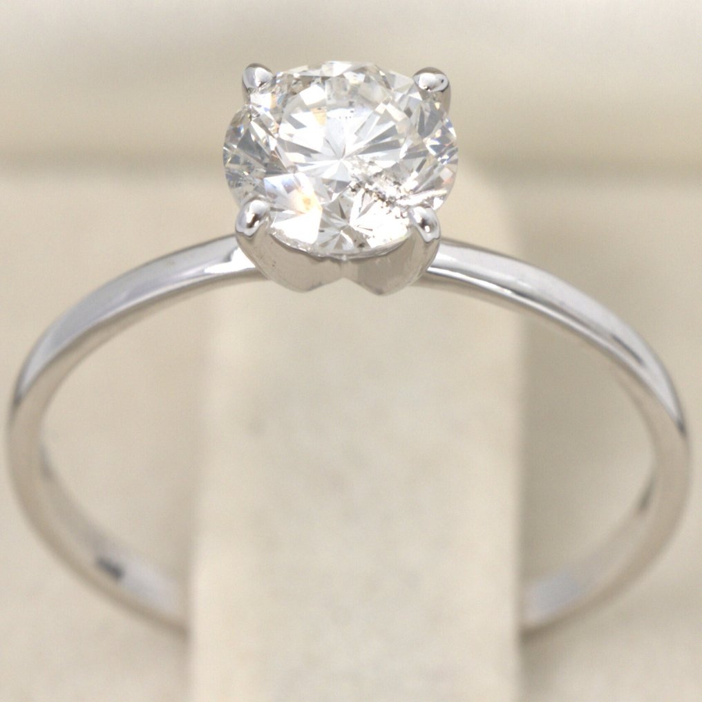 No reserve price - Ring - 18 kt. White gold - 1.03ct. tw. Diamond (Natural) - GWLab #4.3