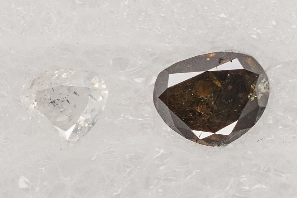 没有保留价 - 2 pcs 钻石  (天然)  - 1.00 ct - 心形 - I2 内含二级, I3 - 安特卫普宝石报告（GRA） #1.0