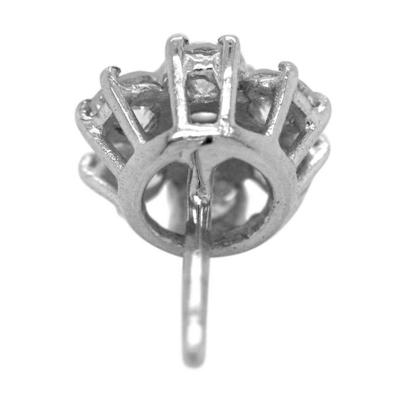 耳環 - 18 克拉 白金 鉆石 (天然)  - 花朵耳环 #4.3