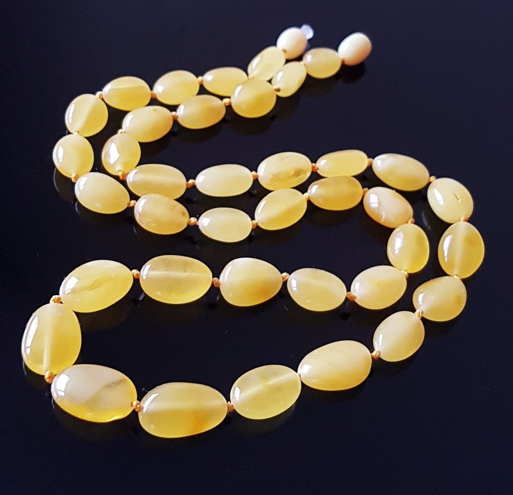 Chihlimbar Colier - Colier rar din chihlimbăr baltic autentic de butterscotch, cu mărgele de măslin- 15 g #3.2