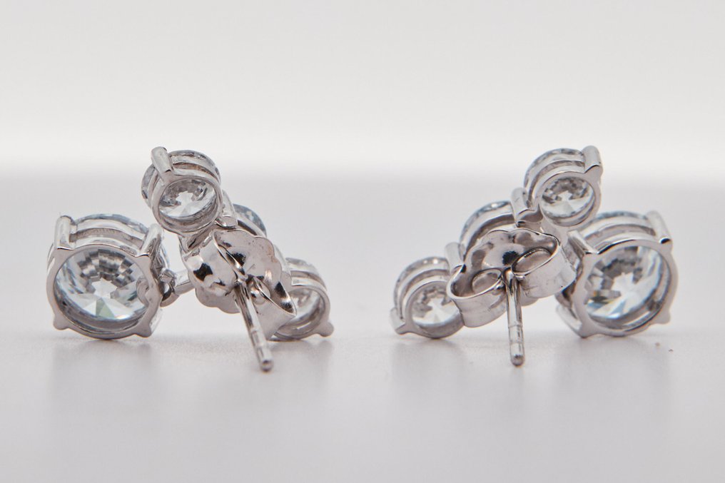 Nincs minimálár - Drop fülbevaló - 14 kt. Fehér arany - 3.74ct. tw. Gyémánt (Laboratóriumban előállított) #3.2