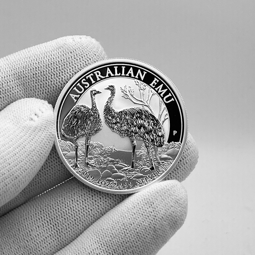 Austrália. 1 Dollar 2019 – Australian Emu – 1 oz Silver – Ag .9999 (Sem preço de reserva) #3.2