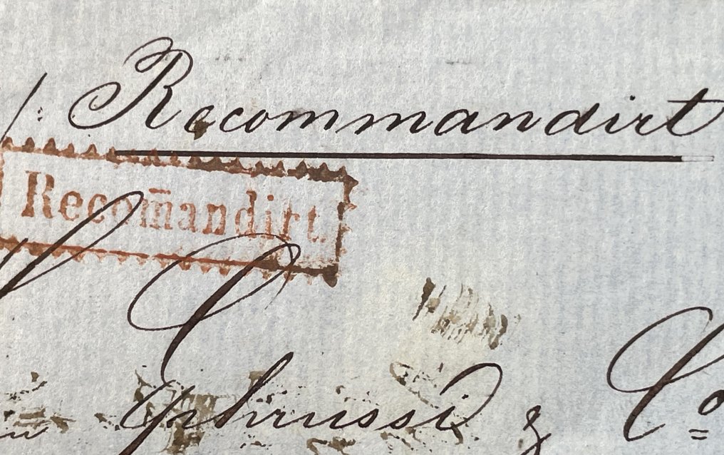 普魯士 1866 - 从布雷斯劳到维也纳的Reco信件，带有干净的邮票。 - Mi.# 17 & 18 #1.0