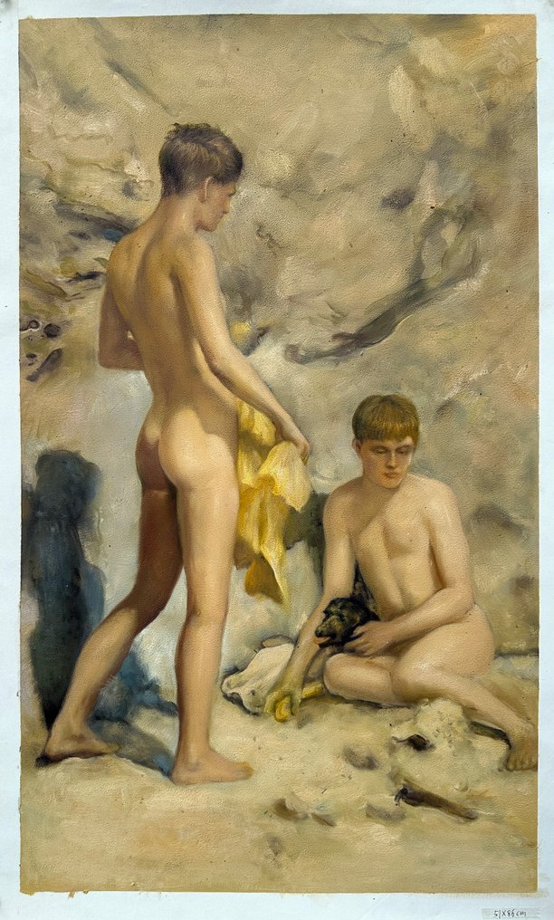 After Henry Scott Tuke - Two Boys and a Dog #1.0